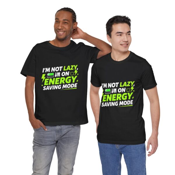 lazy energy t‑shirt — neon green battery graphic tee