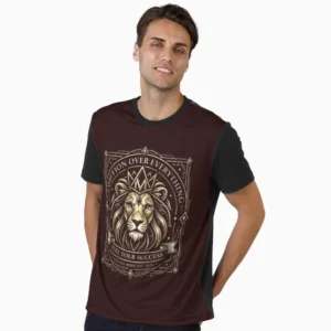 luxury gold lion ambition over everything motivational emblem oversized t shirt