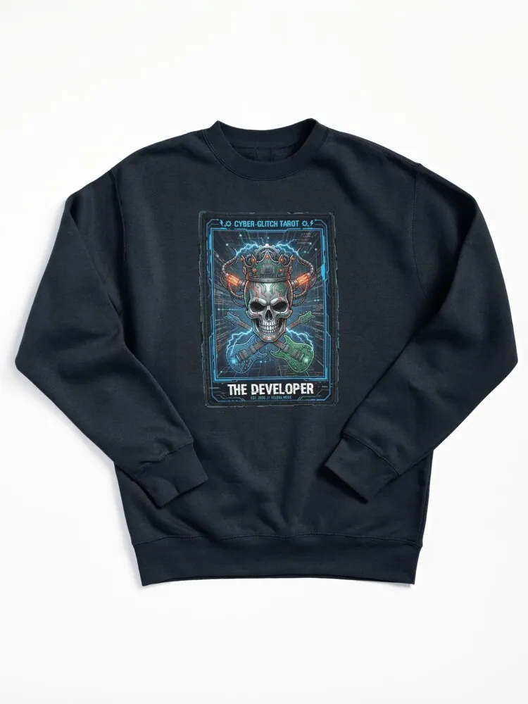 cyber tarot the developer card glitch aesthetic pullover sweatshirt cyber tarot the developer card glitch aesthetic pullover sweatshirt