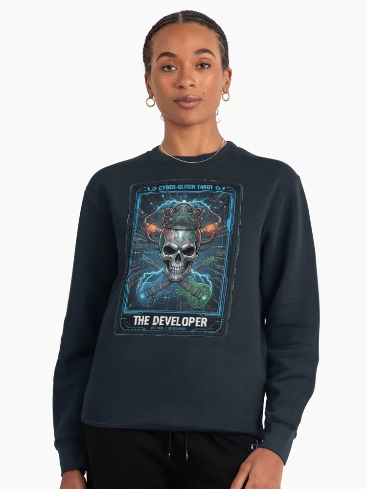 cyber tarot the developer card glitch aesthetic pullover sweatshirt cyber tarot the developer card glitch aesthetic pullover sweatshirt