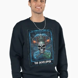 cyber tarot the developer card glitch aesthetic pullover sweatshirt