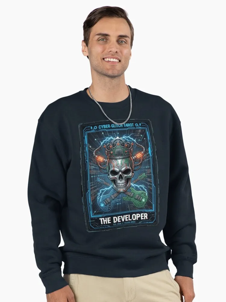 cyber tarot the developer card glitch aesthetic pullover sweatshirt cyber tarot the developer card glitch aesthetic pullover sweatshirt