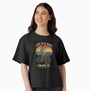 vintage skeleton cycling life is a ride enjoy it ride free retro sunset